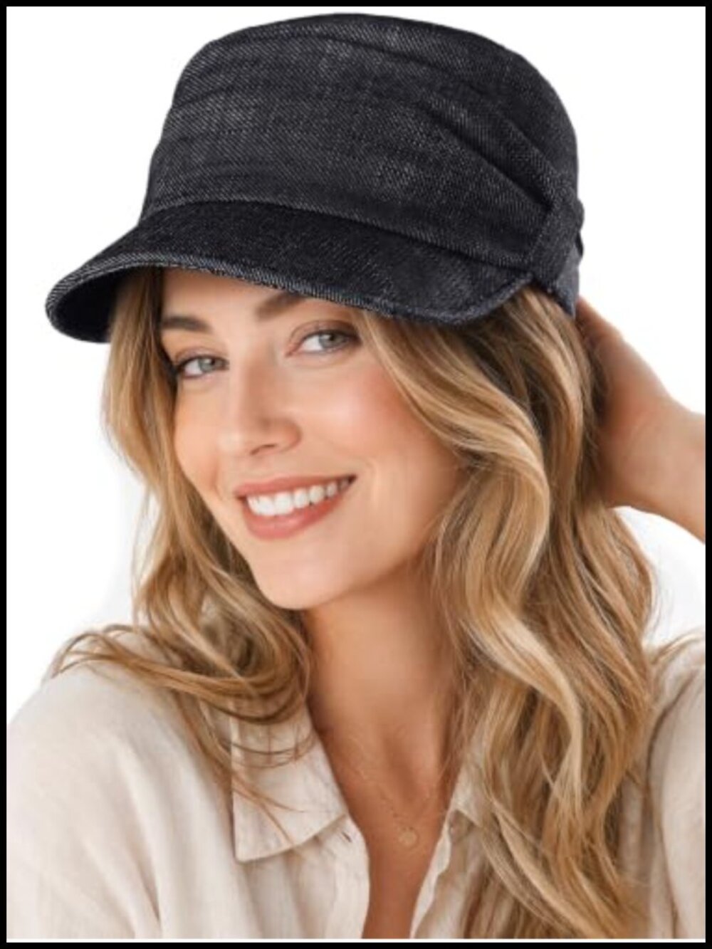 Linen Blend Newsboy Cap Pleated Flat Top Baker Boy Hat Adjustable Foldable